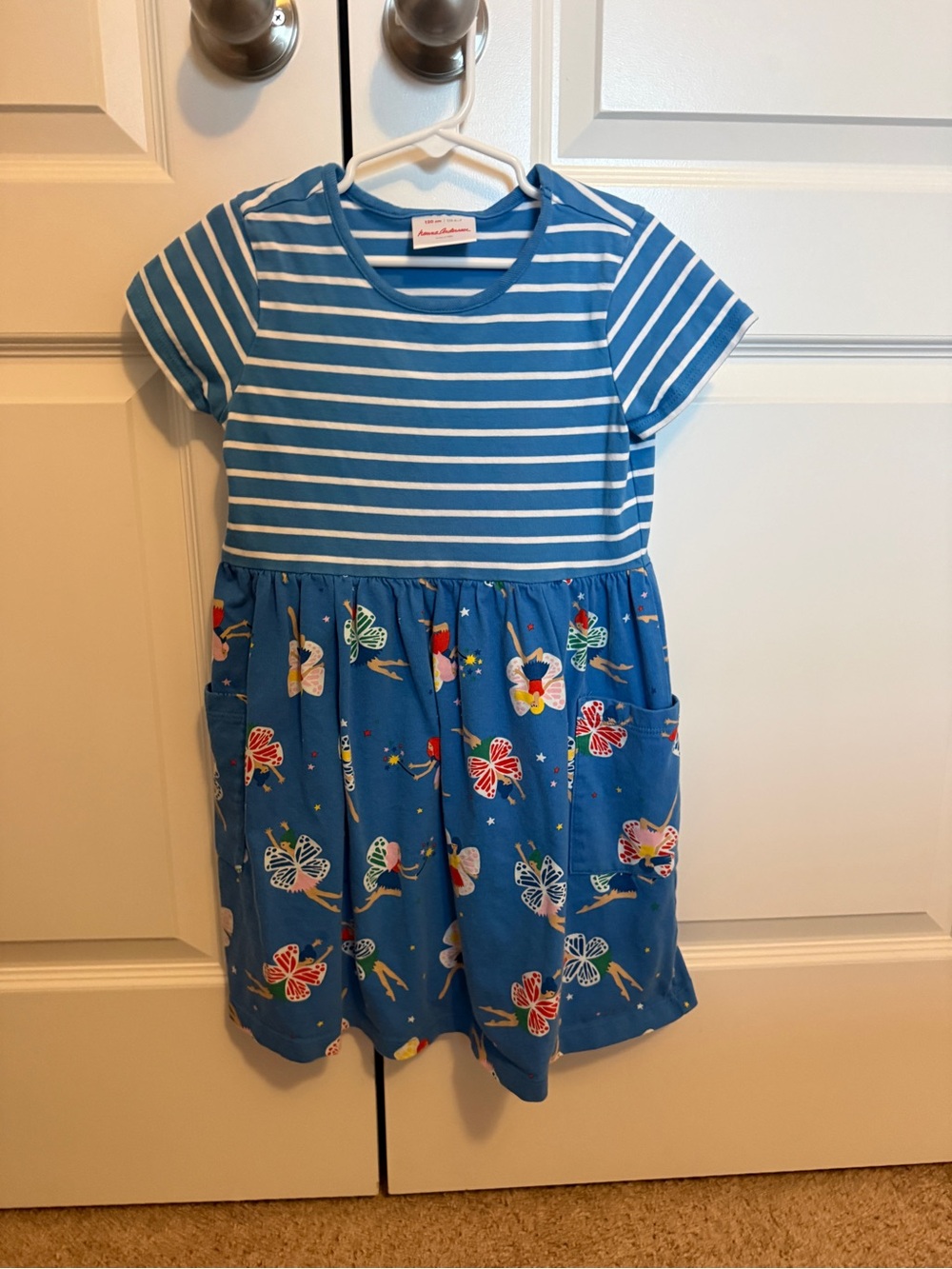 Girls’ Blue Stripe & Fairy Pocket Dress